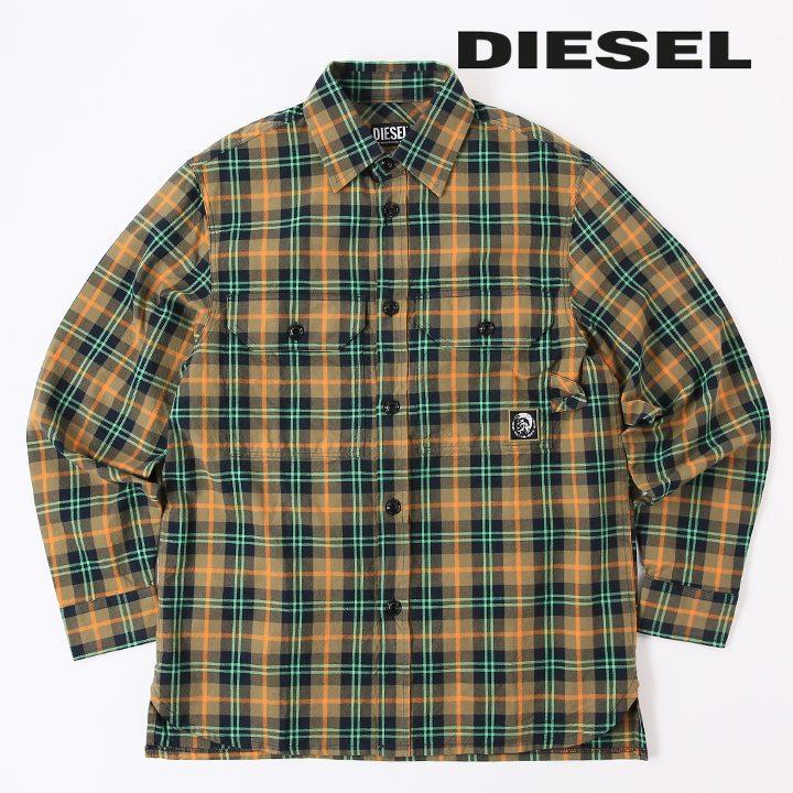 DIESEL◆長袖シャツ/S/コットン/GRN/チェック DIESEL ディーゼル 長袖コットンシャツ メンズ チェック柄 S