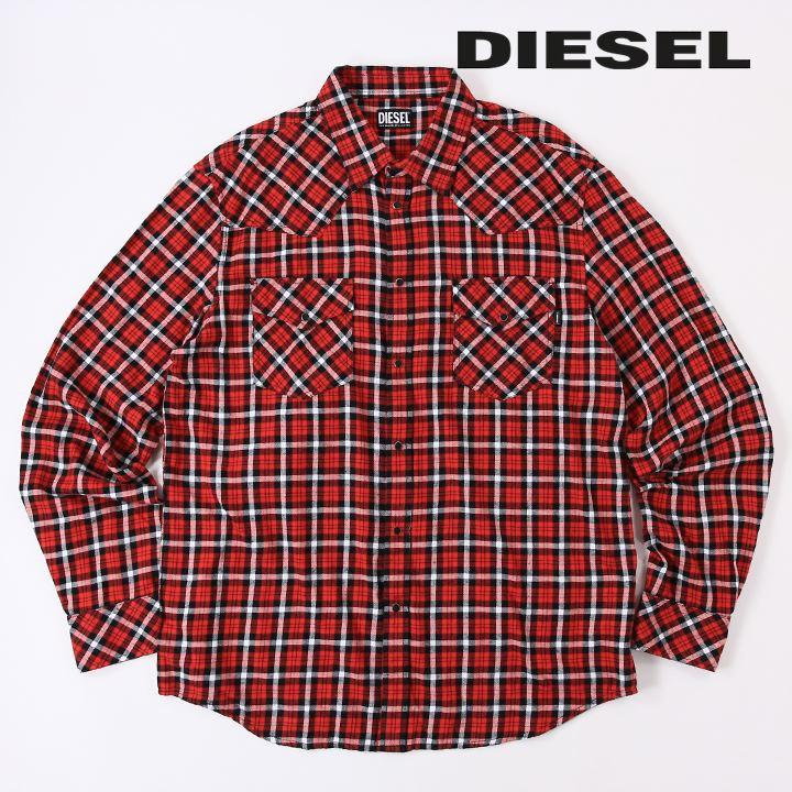 DIESEL◆長袖シャツ/S/コットン/GRN/チェック DIESEL ディーゼル 長袖コットンシャツ メンズ チェック柄 S