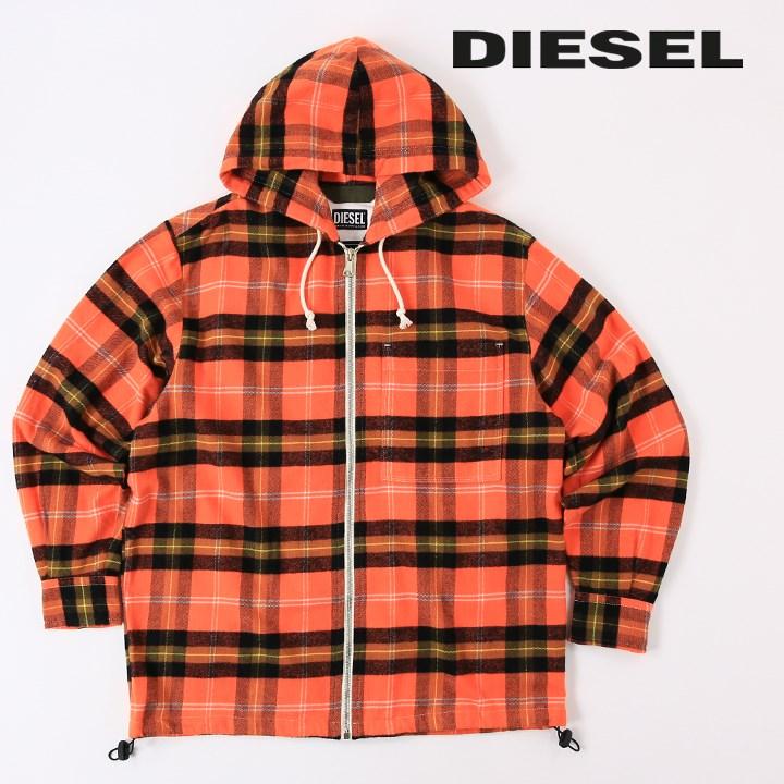 DIESEL ディーゼル 長袖ジップアップフランネルシャツ メンズ チェック 