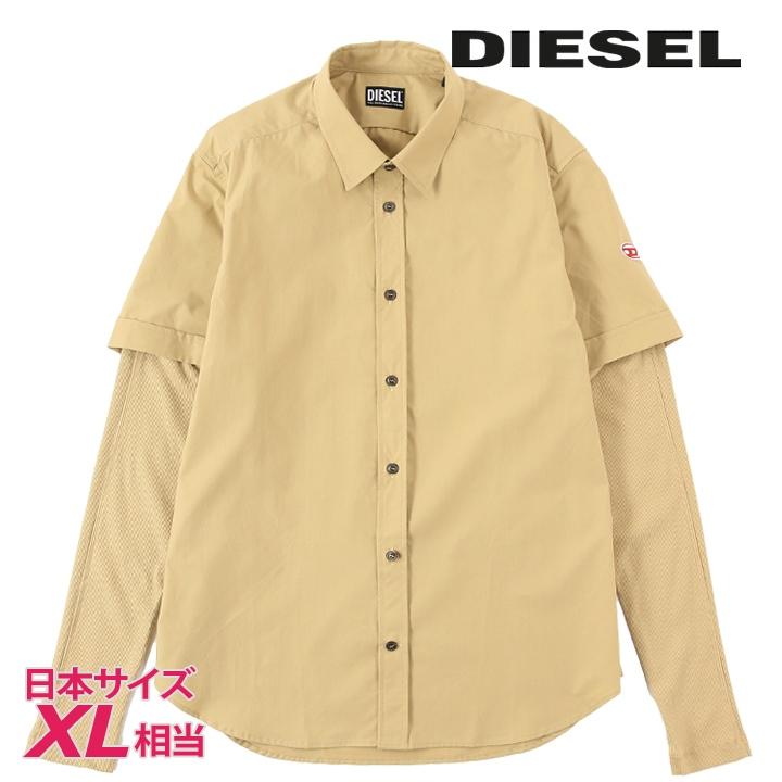 DIESEL 長袖　レイヤードシャツ DIESEL ディーゼル 長袖シャツ メンズ フェイクレイヤード 重ね