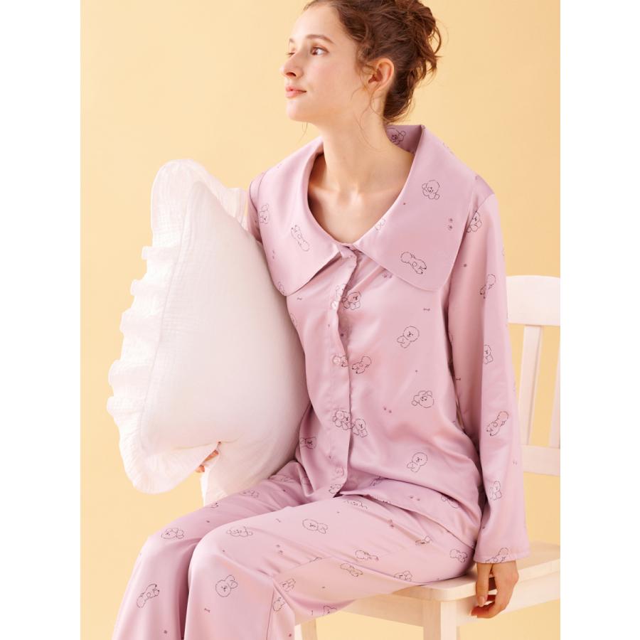 ルームウェア 部屋着 レディース 女性 部屋着 Big衿付きビション柄サテンパジャマ チュチュアンナ Tutuanna Paypayモール店 通販 Paypayモール