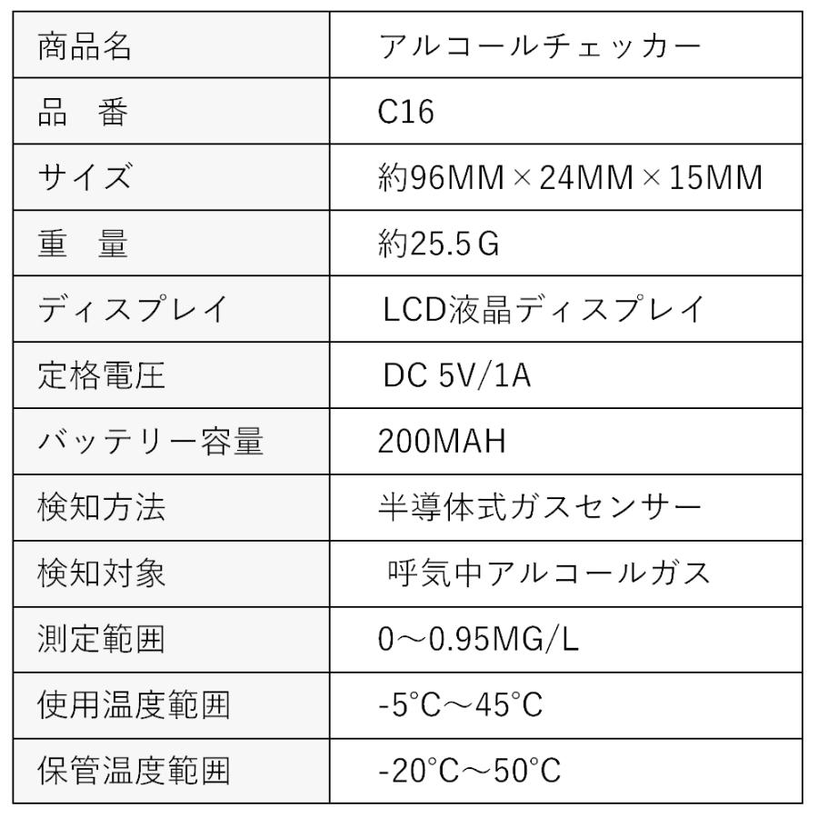 アルコール検知器 アルコールチェッカー USB充電式 日本語表示 LCD液晶