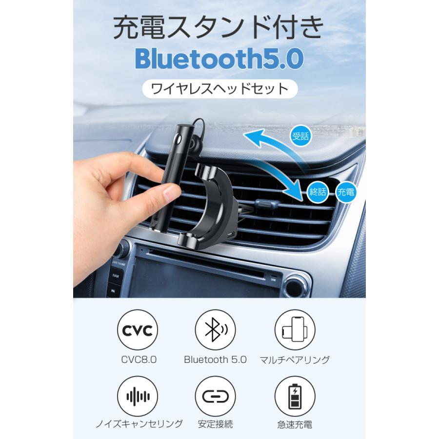 Bluetooth ヘッドセット 日本語音声 マイク内蔵 片耳 高音質 ハンズフリー通話 左右耳兼用 CSRチップ Siri対応 長持ちイヤホン  CVC8.0ノイズキャンセリング搭載
