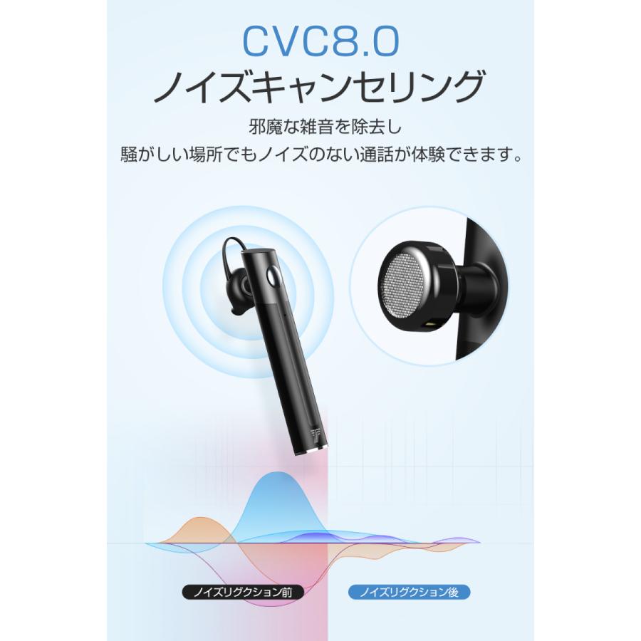 「在庫一掃」Bluetooth ヘッドセット 日本語音声 マイク内蔵 片耳 高音質 ハンズフリー通話 左右耳兼用 CSRチップ Siri対応  CVC8.0ノイズキャンセリング搭載｜tutuyo｜03