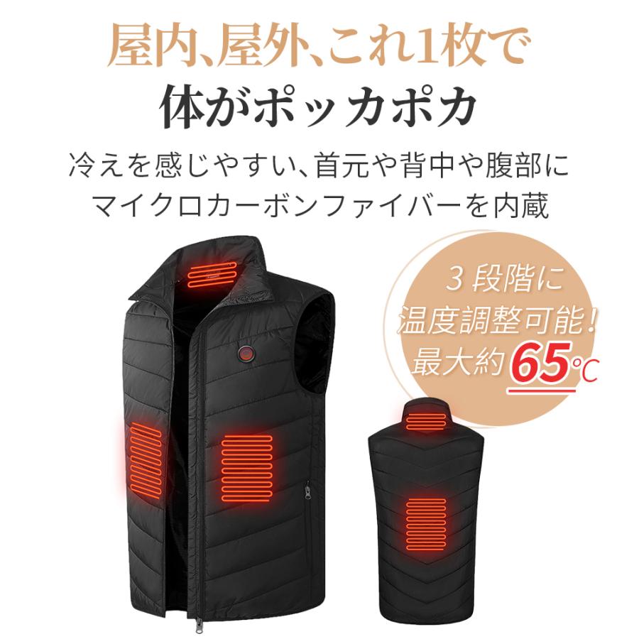 電熱ベスト ヒーターベスト バッテリー給電 3段温度調整 水洗い可能4 