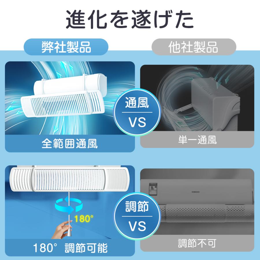 エアコン 風よけカバー 寒い 直撃風 風除け 快適エアコン 風よけ カバー 空気循環 角度調整 軽量 取り付け簡単  ABS樹脂 結露防止 長さ調整可 冷房 暖房通用｜tutuyo｜05