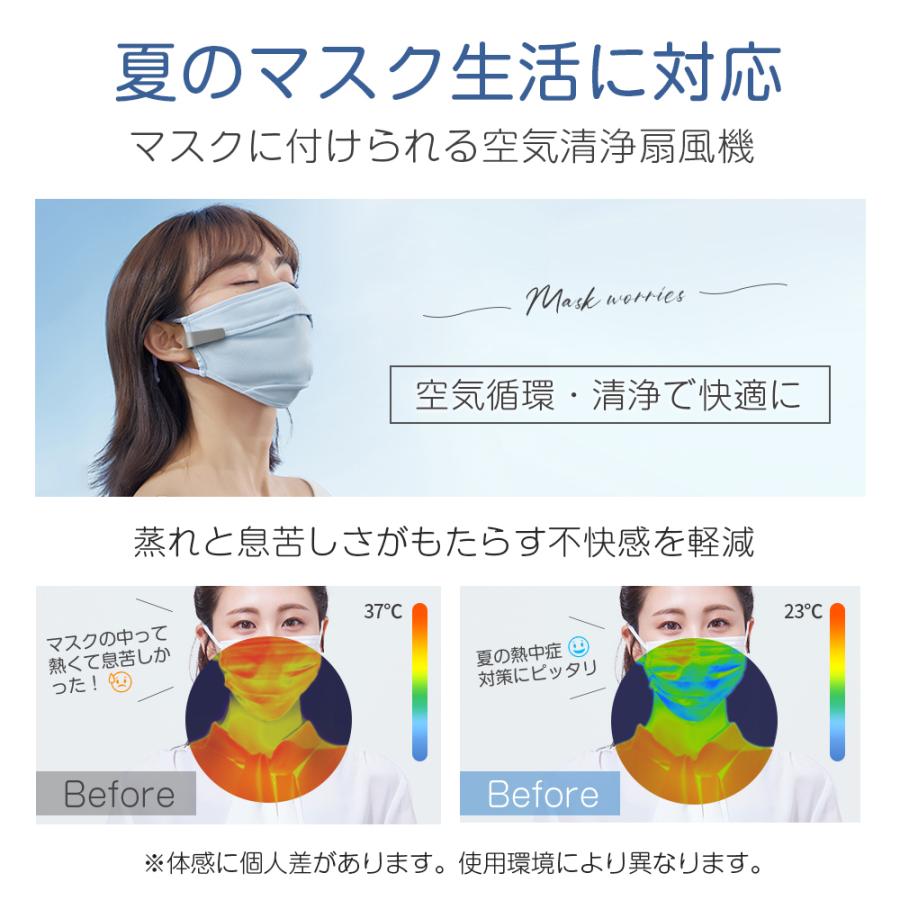 マスクエアーファン グレー 目立たない 扇風機 蒸れない 熱中症対策USB  