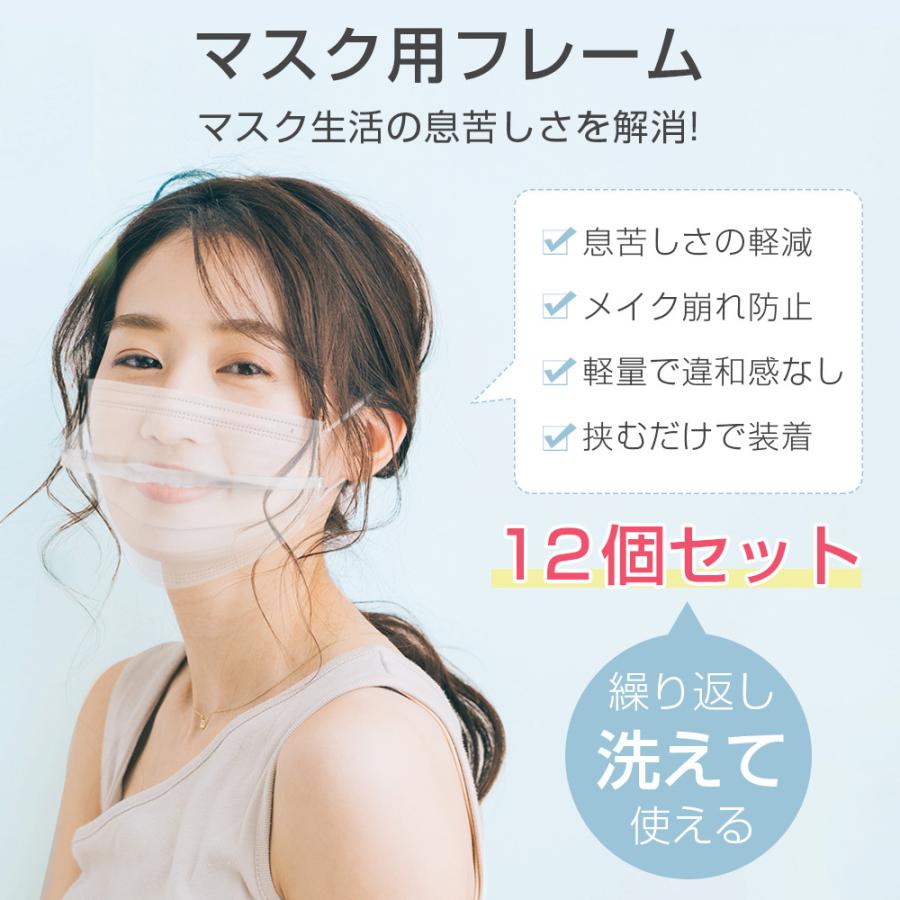 マスクフレーム 3D立体快適 透明 繰り返し使える 12本セット マスク