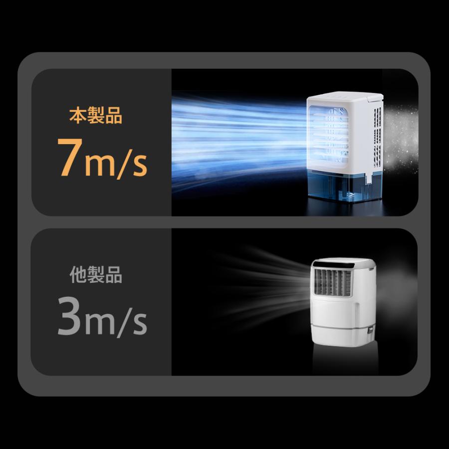 冷風機 -12℃冷却 USB給電 2段階自動OFF 卓上冷風機 最大風量7m/s 3段階