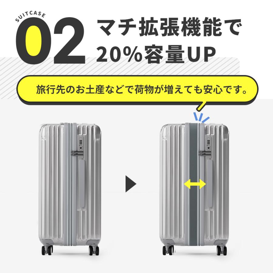 「耐衝撃＋低騒音」スーツケース Sサイズ TSAロック 搭載2重コイルファスナー使用 キャスター交換可能 ダブルキャスター 360度回転 機内持ち込み可能 超軽量｜tutuyo｜12