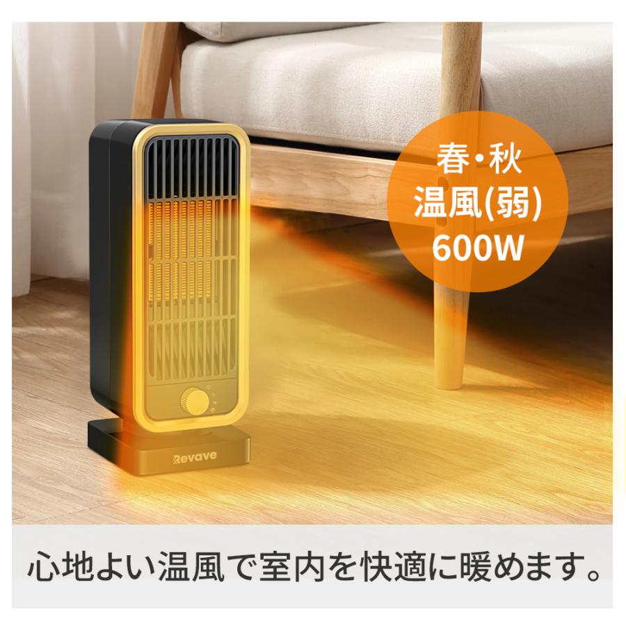 Revave 電気ファンヒーター セラミックヒーター 1300W大風量 PTC技術で