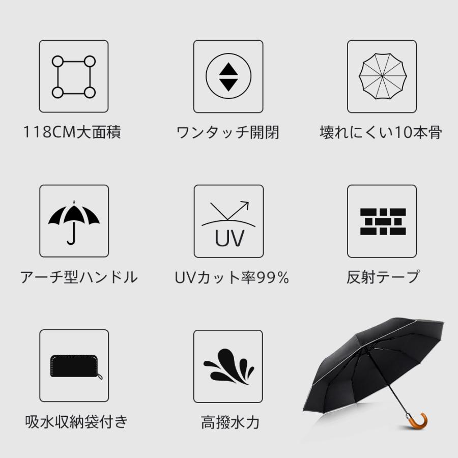 折りたたみ傘 自動開閉 ジャンプ傘 メンズ レディース 10本骨 118cm