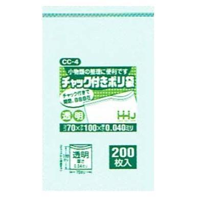 ハウスホールドジャパン HHJ チャック付きポリ袋 CC-4 透明 （70mm