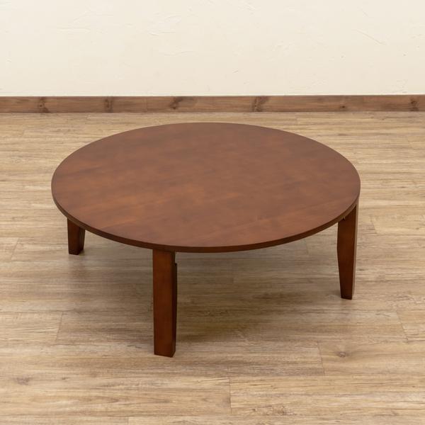 黒ねこ 円形折りたたみリビングローテーブル〈直径90cm〉丸テーブル 黒