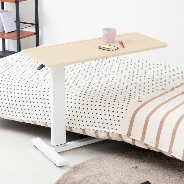 ガス圧昇降テーブル（ナチュラル） 幅80cm/机/デスク/リフティング