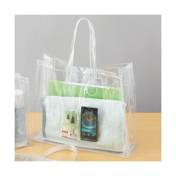 TANOSEE　透明PVCバッグA4ワイド　ポケット・ホック付　1パック（10枚）　〔×5セット〕