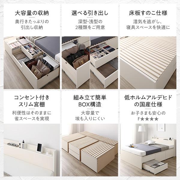 新商品通販 収納 ベッド ダブルベッド ベッドフレームのみ ホワイト 引き出し 宮付き 日本製