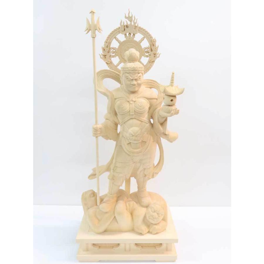 お買い得，人気セール 〜木彫り 仏像 毘沙門天〜 一刀彫 / 素材：桧