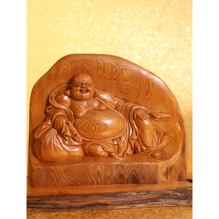 総高31cm】屋久杉 布袋様 木彫り 一刀彫 / 素材：屋久杉（布袋尊 