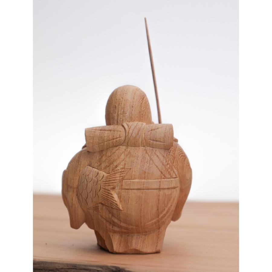 総高9cm】恵比寿 木彫り 一刀彫 / 材料：欅 (置物 木彫 縁起物) : ki 
