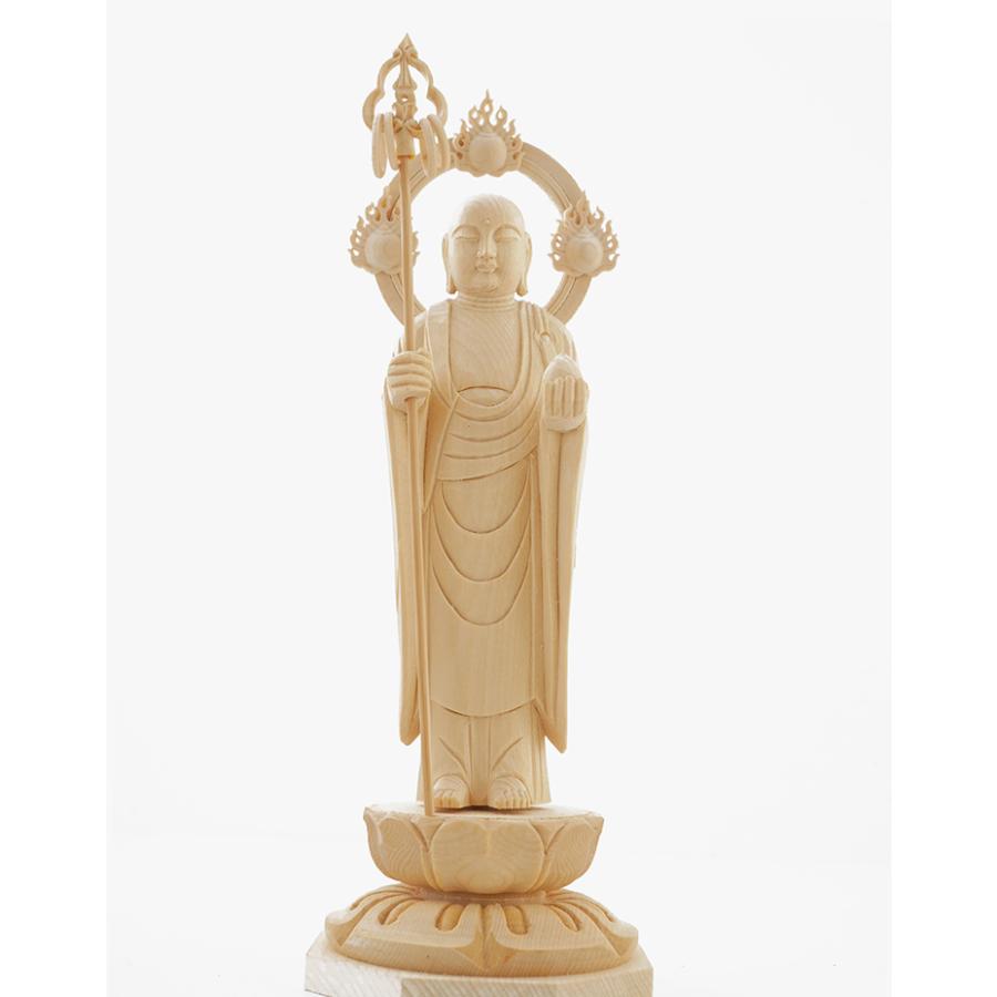 地蔵菩薩 木彫り 仏像 仕様：無垢 / 素材：桧(縁起物,置物,お地蔵様 
