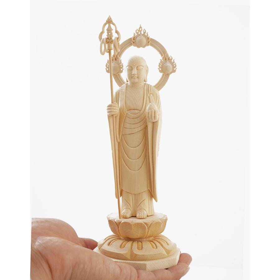 地蔵菩薩 木彫り 仏像 仕様：無垢 / 素材：桧(縁起物,置物,お地蔵様)