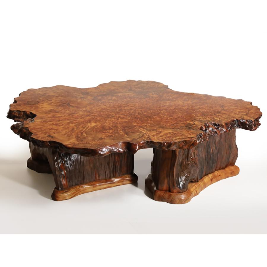 屋久杉 一枚板 テーブル 仕様：無垢 / 素材：屋久杉泡瘤（座卓 年輪 