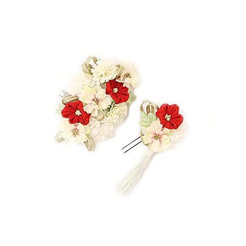 22年レディースファッション福袋 白 2点セット 結婚式 袴 卒業式 浴衣 振袖 成人式 髪飾り 赤 O2 ブライダル 花飾り ちりめんフォーマル つまみ細工 簪 手作り かんざし 洋 和 花 かんざし 髪飾り Michiganestateplanning Com