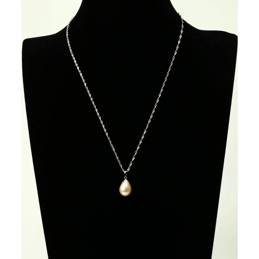 パール 1粒 ネックレス エメラルド付き 10k つやたま真珠 パールペンダント 真珠 一粒しずくパールネックレス