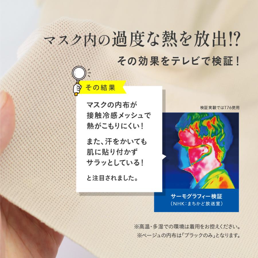 ＮＨＫまちかど情報室で紹介されたＵＶカットマスク ２枚入り 洗える布マスク  接触冷感 立体 3d 不織布使用  送料無料 耳が痛くない  フラットテープ T-76 |  | 09