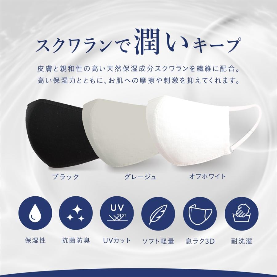 ビックマスク ゆったり大きめサイズ スクワランで潤いキープ 優れた保湿力でムレにくい 息ラク3D 送料無料  ツーヨン２枚入  抗ウイルスフィルター６枚付 T-91Ａ |  | 04