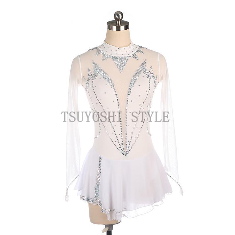 在庫一掃 フィギュアスケートスカート体操競技 社交ダンスドレス サイズxs 2xl 子供 大人スケート練習着 インナーパンツ付き ホワイト 輝く高品質な Www Muslimaidusa Org