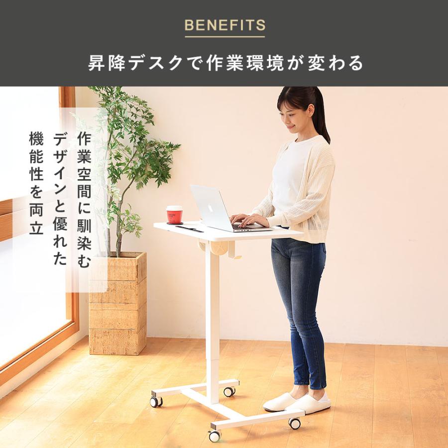 昇降ミニデスク キャスター付きで移動も便利 快適ワークの昇降ミニデスク 傾斜台 手動レバー式 LD702 爆買 |  | 06