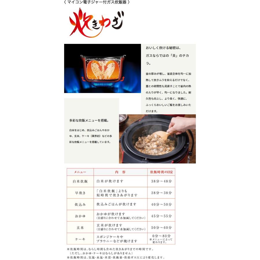 パロマ：マイコン電子ジャー付ガス炊飯器炊きわざ(1升炊)(プレミアム