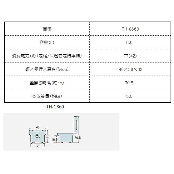 象印：業務用電子ジャー(ステンレス)（保温専用・3升）/TH-GS60-XA｜tvc｜08