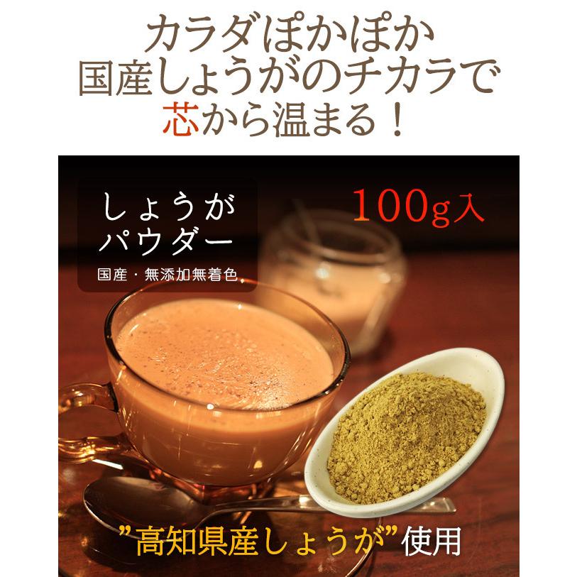 国産 しょうがパウダー 粉末100g  高知県産 ショウガオール 蒸し生姜 ポイント消化 ギフトにも｜tvfusion｜02