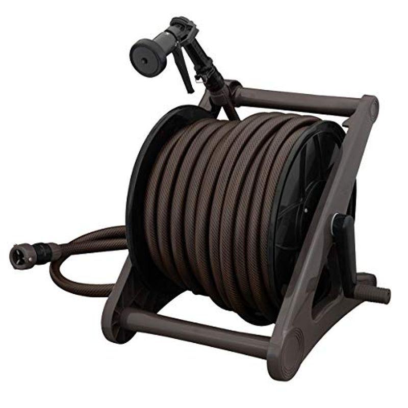 タカギ Takagi おしゃれ ホース 庭 ガーデニング ホースリール タフブラウン50m ブラウン 散水 水栓 水