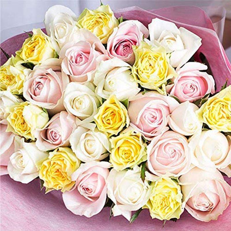 バラギフト専門店のマミーローズ 選べるバラ本数セレクト 還暦祝い 誕生日 プロポーズ 贈り物の豪華なバラの花束(生花) ミックスカラー 49