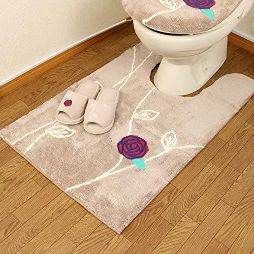 耳長 トイレ用マット カバーセット トイレマット スリッパ セット ベージュ 2点 ベージュ 北欧 おしゃれ フラワー フラワー かわいい A B08v1jmx9q 2426 エトフ オカ トリア ２点セット Tvilbid2 銀座 店 限定 の
