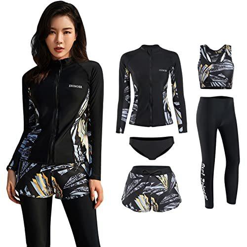 激安店舗 水着 レディース フィットネス 体型カバー ラッシュガード 5点セット 長袖 レギンス Uvカット 水陸両用 Plazamedspa Com