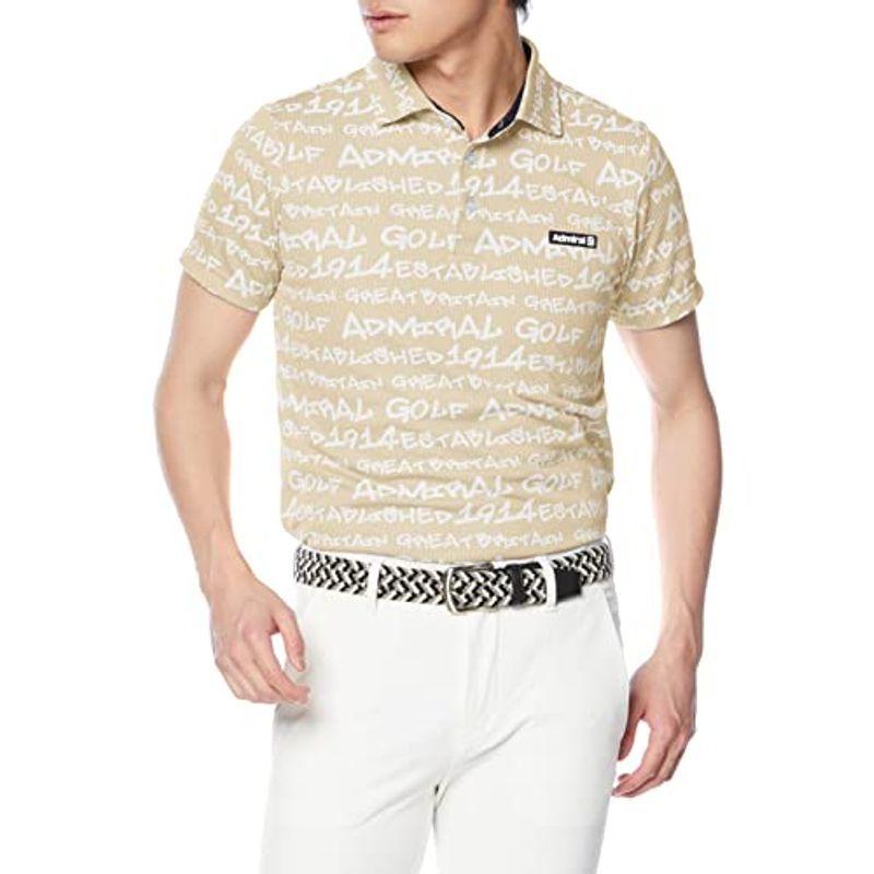 アドミラル ゴルフ ゴルフシャツ アートロゴ ストライプ半袖シャツ ADMA244 メンズ ベージュ L
