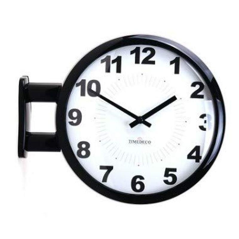 代引き人気  Clock Double Morden 両面時計 両面電波時計 知慧工房 A6(BK) 電波 両面壁掛け時計 インテリア 低騷音 おしゃれな 掛け時計、壁掛け時計