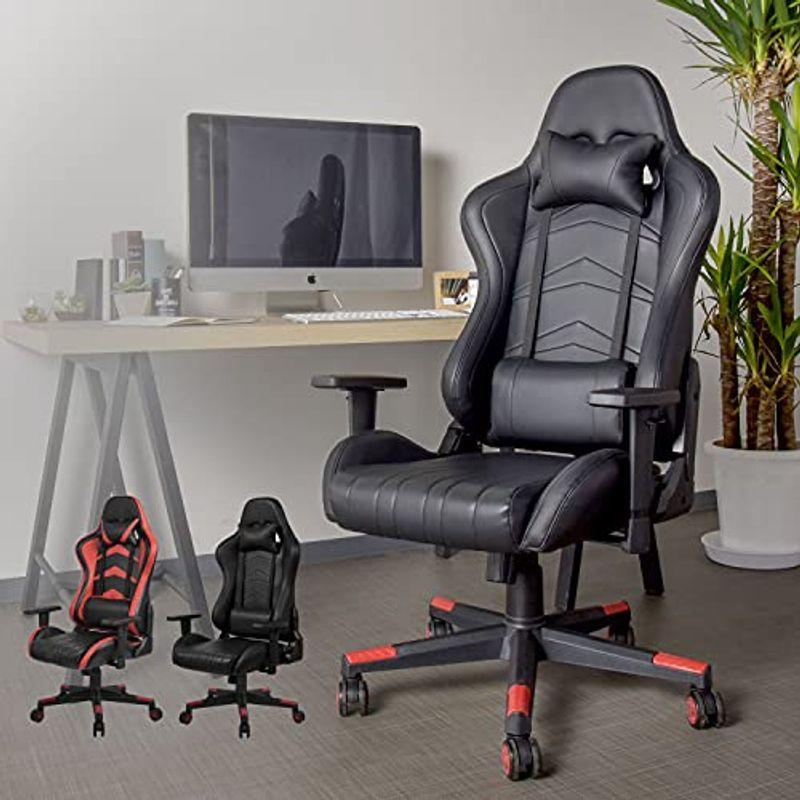 オフィスチェア ゲーミングチェア 疲れない椅子 170°ロッキング アームレスト 高さ調整機能 耐重180kg 静音 PUキャスター リクラ