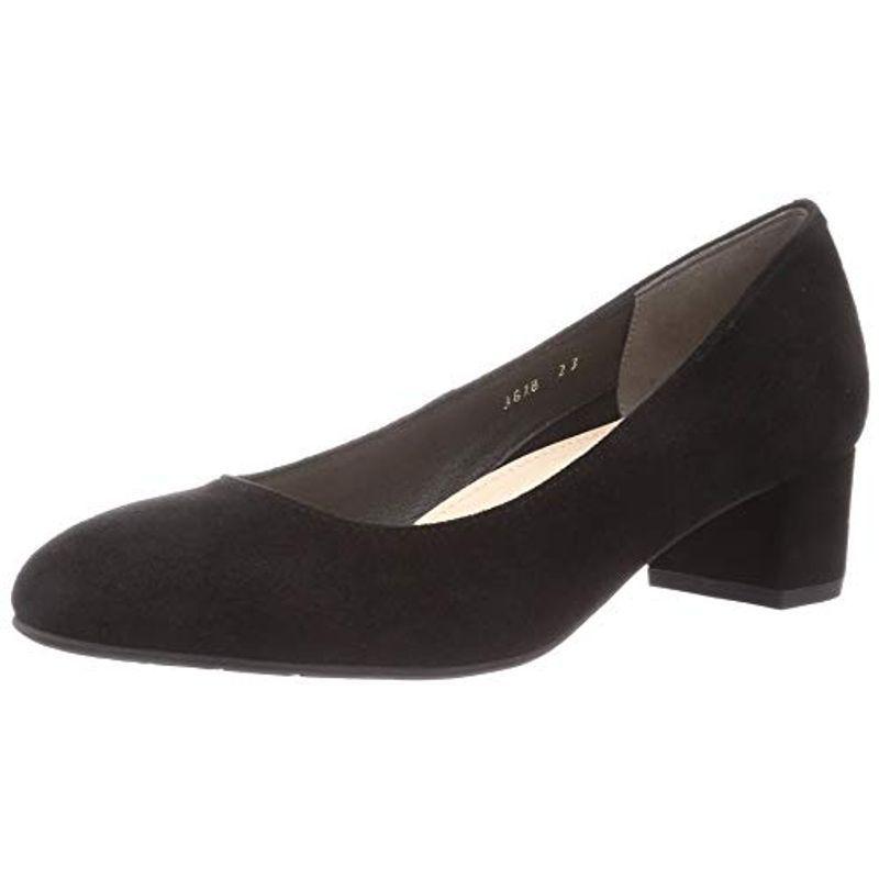 レディースパンプス アンリーフ パンプス ラウンドトゥプレーンパンプス レディース 3818 ブラックスエード 24.5 cm 2E