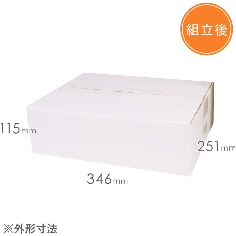 ダンボールワン ダンボール （段ボール箱） 薄型（白） 宅配80サイズ 340 × 245 × 深さ 100 mm （100枚入り） - 4