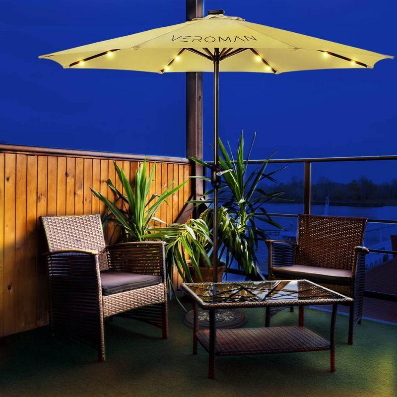お得クーポン発行中 VeroMan LEDパラソル ガーデンパラソル 撥水