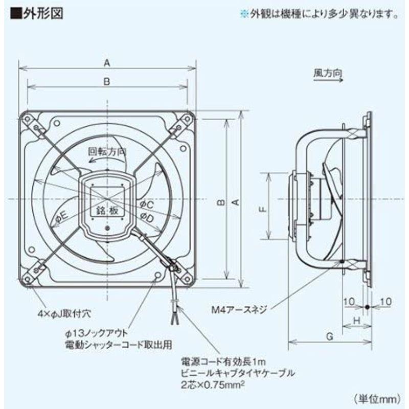 三菱電機　換気扇　EWF-20YSA　産業用有圧換気扇　低騒音形　排気専用　単相100V　工場・作業所・倉庫用