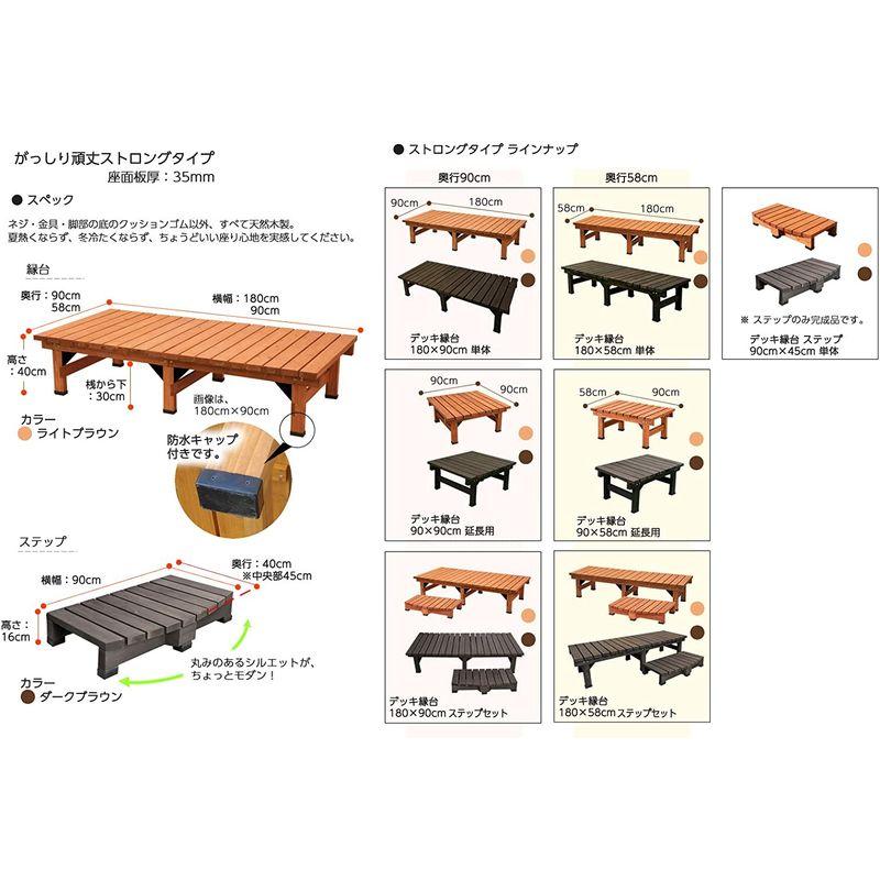 【数量は多】 ウッドデッキ ライトブラウ ガーデンガーデン デッキ風縁台 ストロング 幅90cm×奥行90cm×高さ40cm 天板厚35mm 防水用キャップ付 杉天然木