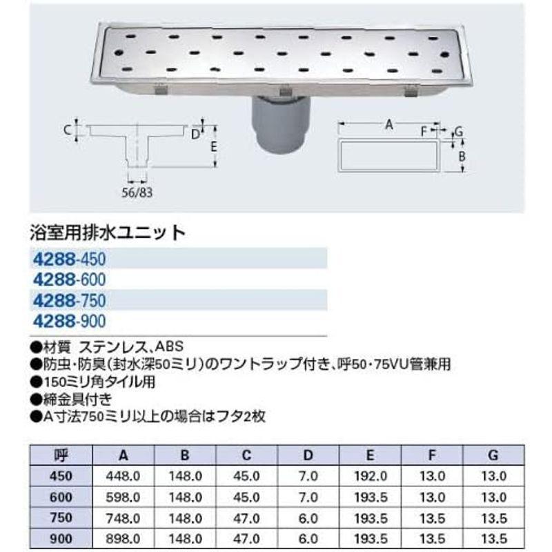 カクダイ　浴室用排水ユニット　4288-750