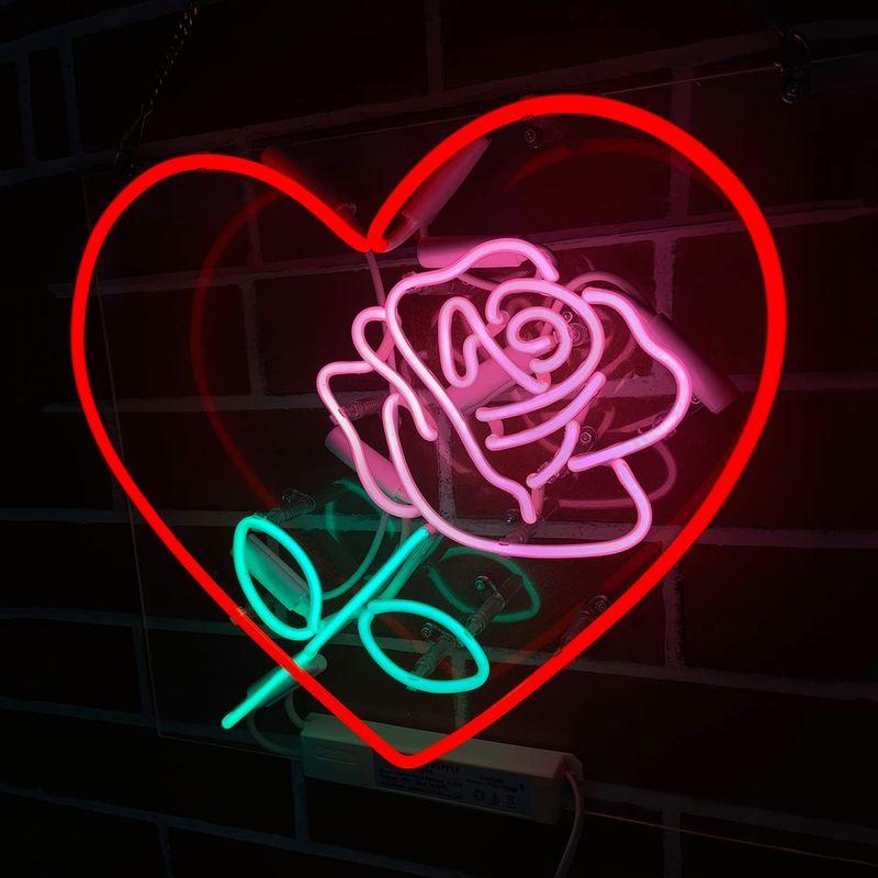 インテリア　ネオンサイン　『心の中のバラRose』　壁掛け　看板　ディスプ　ネオン管　ライト　芸術壁装飾　標識　サイン　店舗　アメリカン